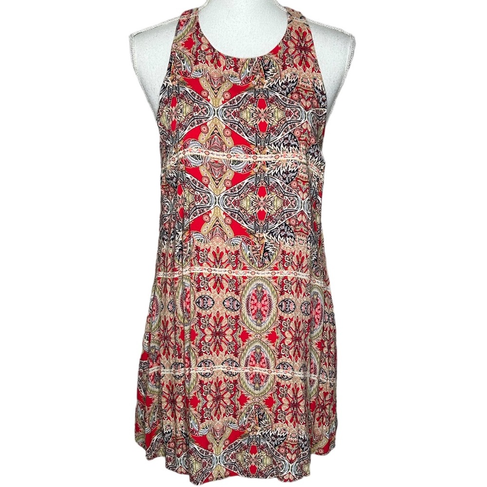 Lulus Red And Multi Colored Print Sleeveless Dres… - image 1